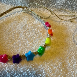 Handmade Natural Hemp necklace with Rainbow Star Beads hippy boho surfer macrame image 3