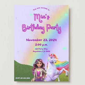 Invitación de cumpleaños animada de la Academia Unicorn