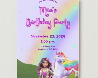 Animated Unicorn Academy Birthday Invitation