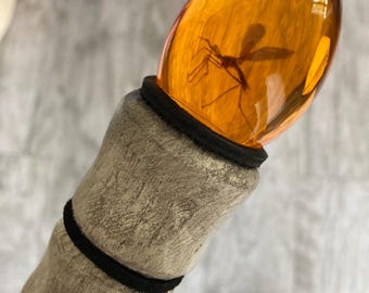 Jurassic Park Dr. Hammond Cane carved wood with resin mosquito top!