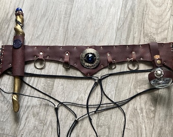 Mystic Corset Potion Bottle Belt. Genuine leather and metal hardware! Cosplay Costume gear!
