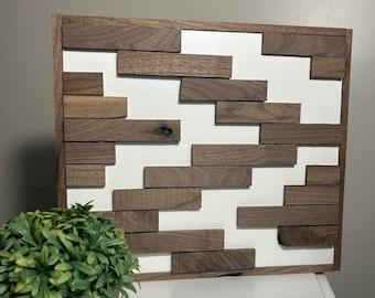 Handmade Wood Wall Art  Hanging Wood Decor Black Walnut Unique Home Gift Modern Art