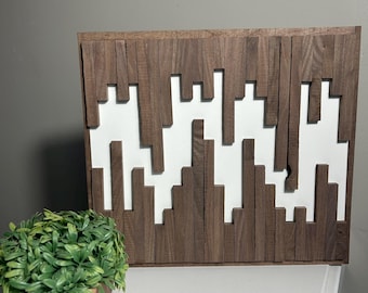 Handmade Wood Wall Art Hanging Decor Black Walnut Unique Wood Pattern Home Gift Modern Art
