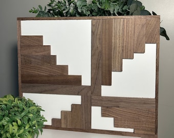 Handmade Wood Wall Art  Hanging Wood Decor Black Walnut Unique Wooden Pattern Home Gift Modern Art