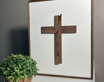 Wooden Cross Handmade Wood Wall Art  Hanging Jesus Wood Decor Black Walnut Unique Wooden Pattern Home Gift Modern Art