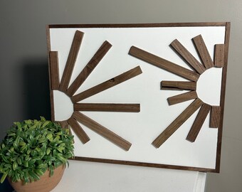 Handmade Flower Pattern Wood Wall Art Rustic Home Decor Art Hanging Black Walnut Unique Wood Pattern Home Gift Sun Art Modern Art