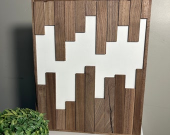 Handmade Wood Wall Art Hanging Decor Black Walnut Unique Wood Pattern Home Gift Modern Art