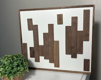 Handmade Wood Wall Art Hanging Decor Black Walnut Unique Wood Pattern Home Gift Modern Art