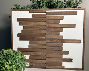 Handmade Wood Wall Art Hanging Decor Black Walnut Unique Wood Pattern Home Gift Modern Art