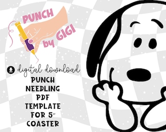 Molde para tapete de caneca com padrão de bordado punch needle para cachorro (Download em PDF)