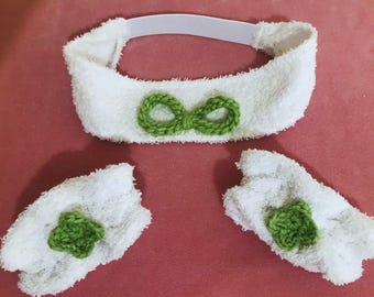 Handtuch Set, Haarband & Armband Set: Cotton Spa Skincare Schweißband Armbänder Flower Eon Tape