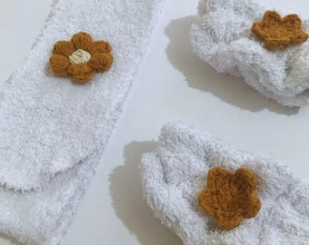 Handtuch Haarband & Armband Set: Cotton Spa Hautpflege Schweißband Armbänder Blumen