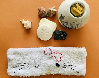 Frottee Baumwolle Spa Stirnband: Hello Kitty weißes Handtuch Schweißband