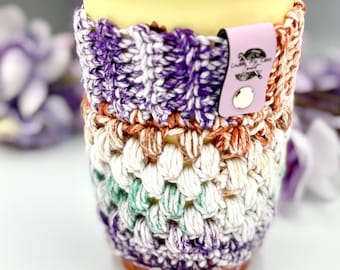 Handmade Crochet Cotton Cup Cozy: Variegated Yarn Sleeve