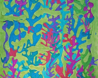 Pintura abstracta original: arte mural moderno y colorido sobre lienzo.