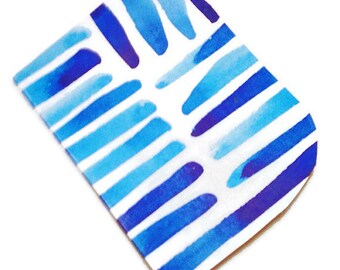 Blue Brush Strokes Watercolor Greeting Card - Set of 10