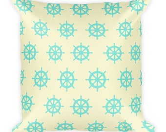 Yellow and Turquoise Nautical Decorative Pillow Home Decor