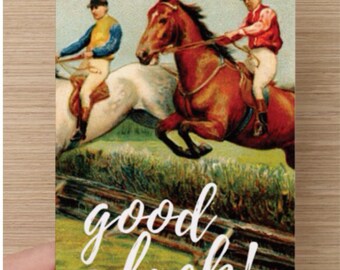 Good Luck Horse Back Riding Vintage Greeting Card Flat Card - Set of 10