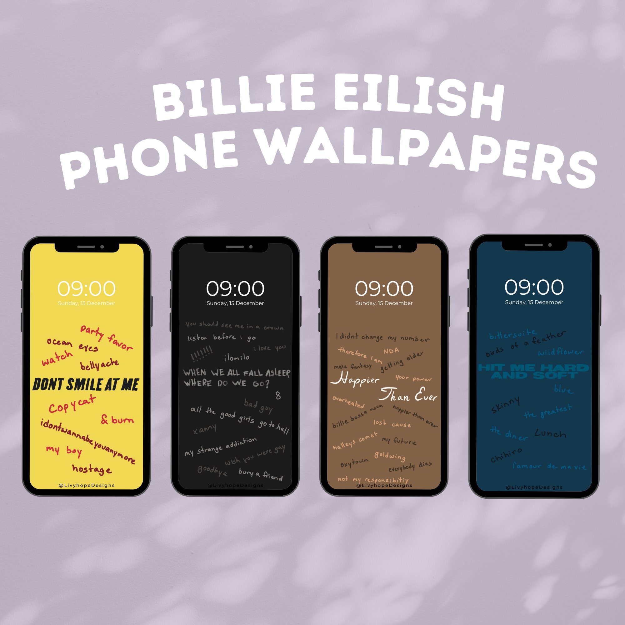 Billie Eilish Album Phone Wallpaper Bundle - Etsy