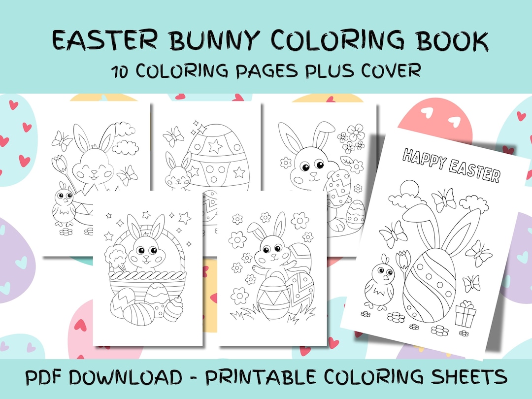 Easter Bunny Colouring Book Cute and Easy Designs Coloring Pages for ...