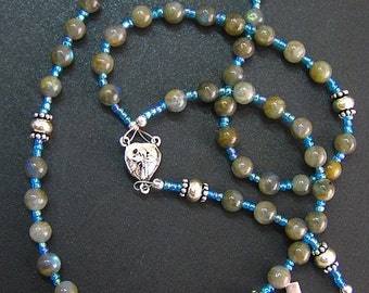 Catholic Rosary Labradorite and Sterling Silver