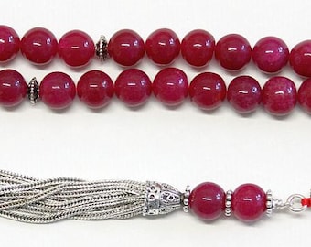 Luxury Prayer Beads Tesbih Thailand Rubies and Sterling Silver - Top Quality - XXR Collector's