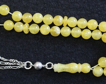 Prayer Worry Beads Tesbih Komboloi Yellow Jade And Sterling Silver Complete