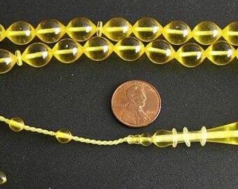 Prayer Worry  Beads Tesbih GOLD Turkish Amber Catalin - SUPERIOR CARVING - Rare Color