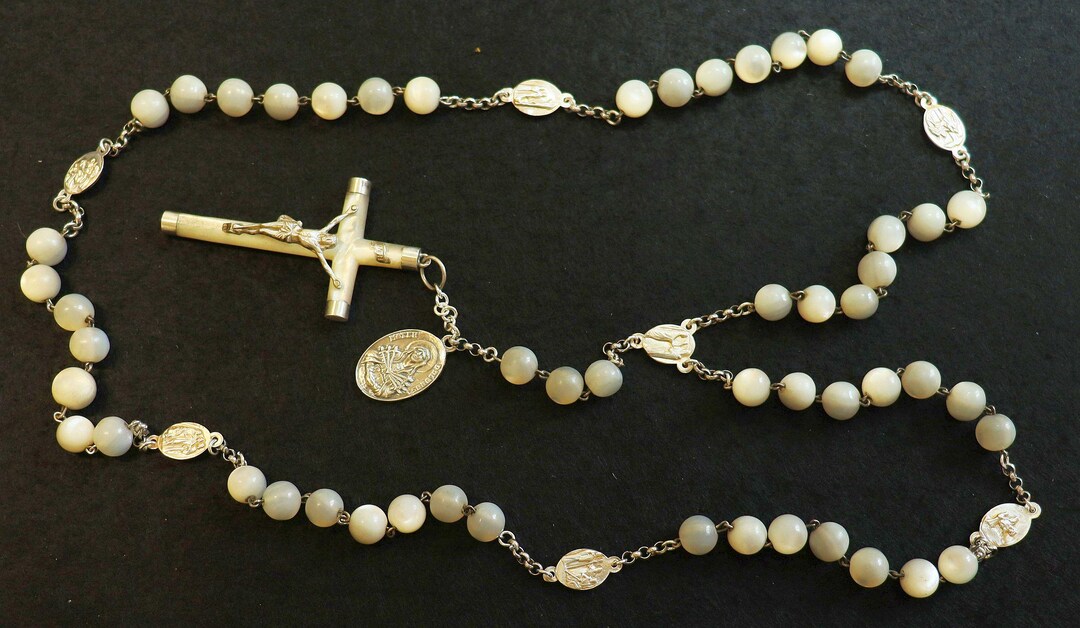 Early 20th Cent. Very Rare Antique Rosary of Our Lady of 7 Sorrows, MOP ...