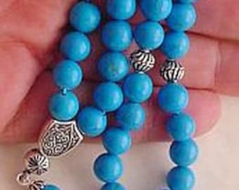 Worry Beads Greek Komboloi Turquoise and  Sterling Silver