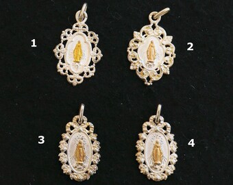 Gold and Silver Virgin Mary Antique NEVER USED Medals Art Nouveau, Fleur de Coin, Xtreme Rarity