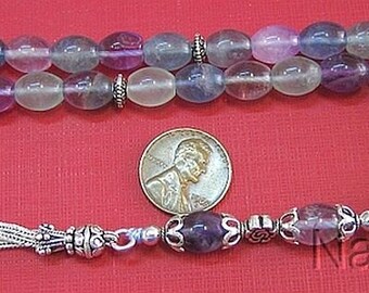 Prayer Beads Tesbih Gebetskette Oval Fluorite and Sterling Silver