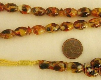 Prayer Beads Tesbih Gebetskette  Real Cognac Amber + Mother of Pearl Fantastic New Material