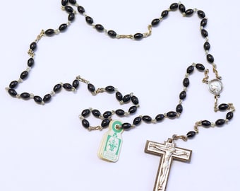 Catholic Vintage Rosary New Old Stock Coco Wood Sterling Silver Exquisite Series No 6