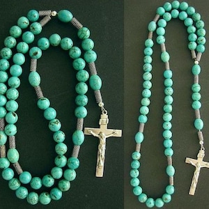Catholic Rosary Prayer Beads Turquoise & Sterling Silver