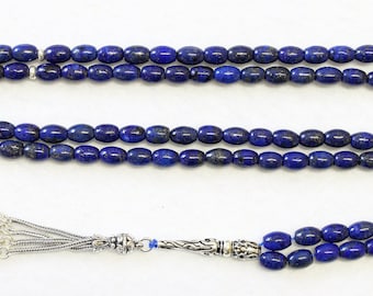 Islamic Prayer Beads Tesbih Gebetskette 99 Beads Lapis Lazuli & Sterling Silver