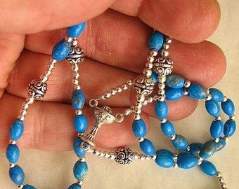 Catholic First Communion Rosary Prayer Beads Arizona Turquoise & Sterling Silver