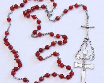 Early 20th Cent. Antique Sterling & Carnelian Lorraine Catholic Rosary XX Rarity