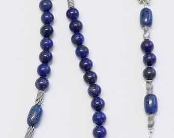 Catholic Rosary Prayer Beads Lapis Lazuli and Heavy Sterling Silver