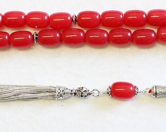 Luxury Prayer Beads Tesbih Large Barrel Tourmaline & Sterling - Collector's