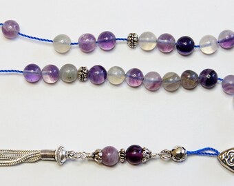 Greek Komboloi A Grade Fluorite and Sterling Silver