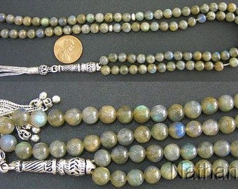 Islamic Prayer Beads Gebteskette 99 LABRADORITE & Sterling Silver