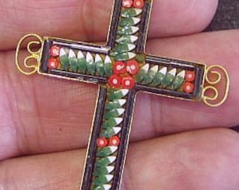 Vintage micro mosaic  Cross - 1960'S - no 5 - New Old stock - rare and pristine