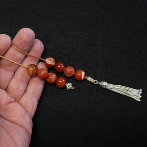 Begleri Mini Komboloi Gebänderter Achat und Sterling Silber
