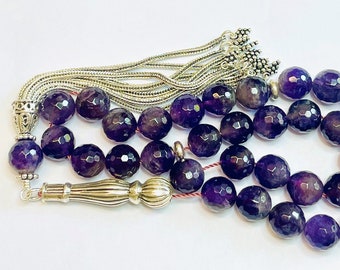 Top-Grade Amethyst Rosary Tesbih, Islamic Prayer Beads, Luxury Collector's Item, Amethyst Gemstone Tasbih, Elegant Prayer Beads, Misbaha