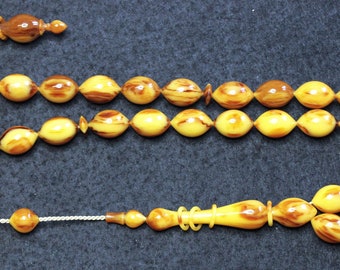 Prayer Beads Tesbih Marbled Vintage Czech Catalin Superior Carving Collector's