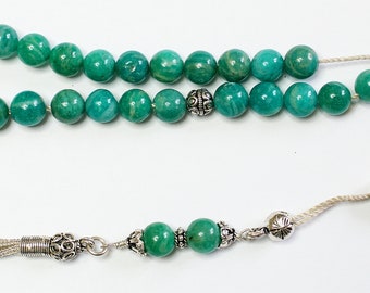 Russian Amazonite & Sterling Silver Greek Komboloi Worry Beads