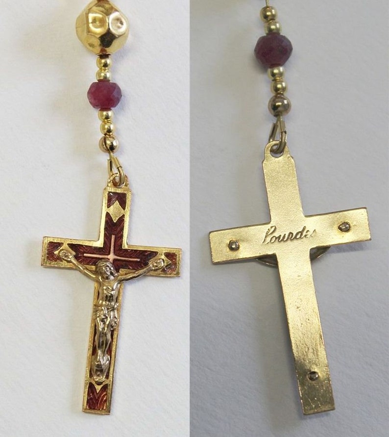 One Decade Ruby Catholic One Decade Rosary Chaplet Black Agate Ruby Enamel | Etsy