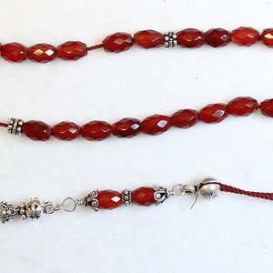 Greek Komboloi Faceted Carnelian & Sterling Silver Worry Beads
