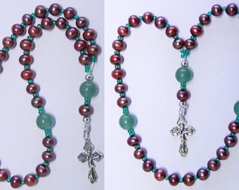 Orthodox Rosary, Beaded Chotki, Komboskini in  Pearl, Jade and Sterling Silver